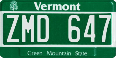 VT license plate ZMD647