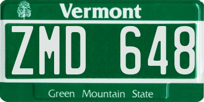 VT license plate ZMD648