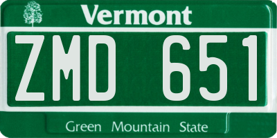 VT license plate ZMD651