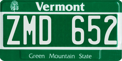 VT license plate ZMD652