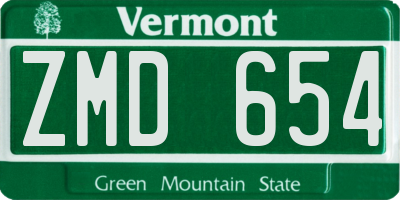 VT license plate ZMD654
