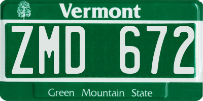 VT license plate ZMD672