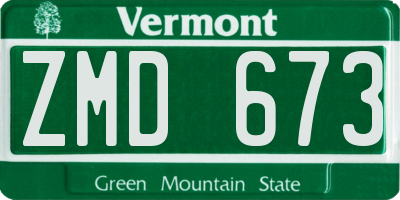 VT license plate ZMD673