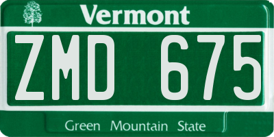 VT license plate ZMD675