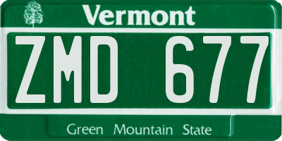 VT license plate ZMD677