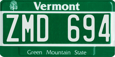 VT license plate ZMD694