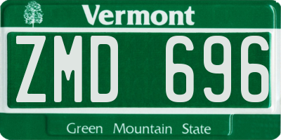 VT license plate ZMD696