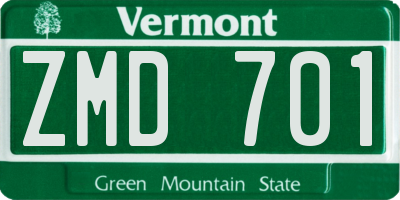 VT license plate ZMD701