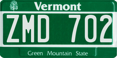 VT license plate ZMD702