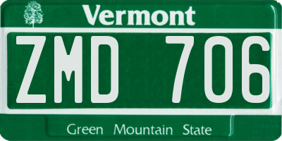 VT license plate ZMD706
