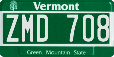 VT license plate ZMD708