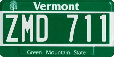 VT license plate ZMD711