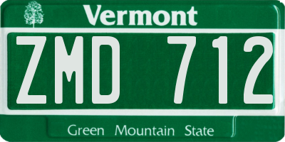VT license plate ZMD712