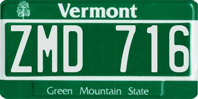VT license plate ZMD716