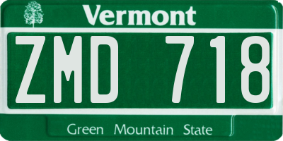 VT license plate ZMD718