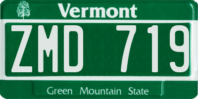 VT license plate ZMD719