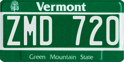 VT license plate ZMD720