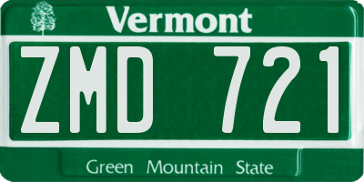 VT license plate ZMD721