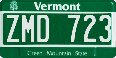 VT license plate ZMD723