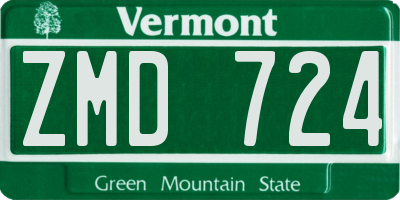 VT license plate ZMD724