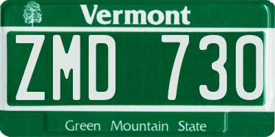 VT license plate ZMD730