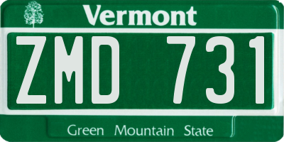 VT license plate ZMD731