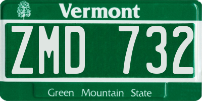 VT license plate ZMD732