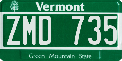 VT license plate ZMD735