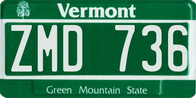 VT license plate ZMD736