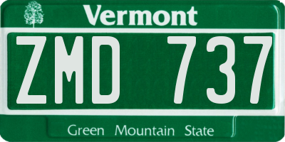 VT license plate ZMD737