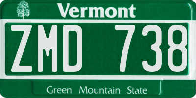 VT license plate ZMD738