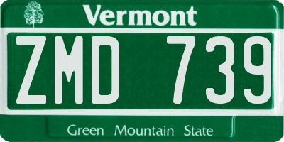 VT license plate ZMD739