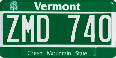 VT license plate ZMD740