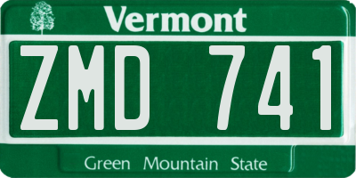 VT license plate ZMD741