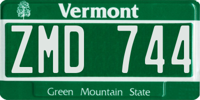 VT license plate ZMD744