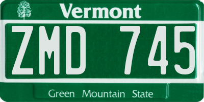VT license plate ZMD745