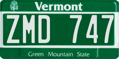 VT license plate ZMD747