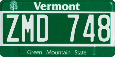 VT license plate ZMD748