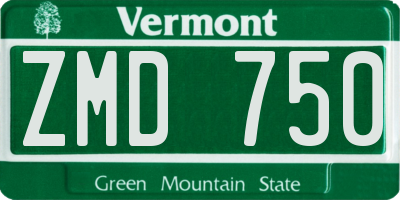 VT license plate ZMD750