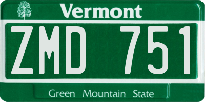 VT license plate ZMD751