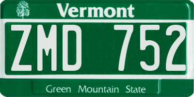 VT license plate ZMD752