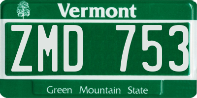 VT license plate ZMD753