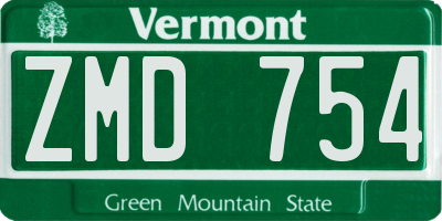 VT license plate ZMD754
