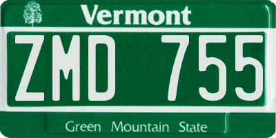 VT license plate ZMD755