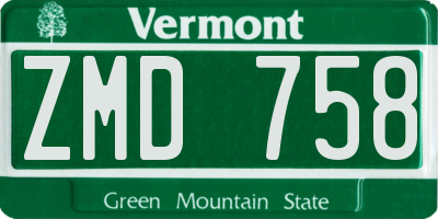 VT license plate ZMD758