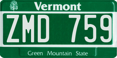 VT license plate ZMD759