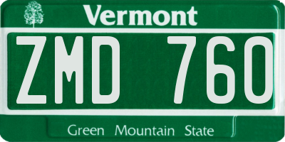 VT license plate ZMD760