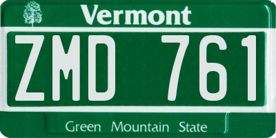 VT license plate ZMD761