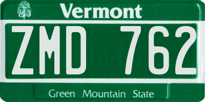 VT license plate ZMD762