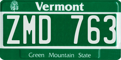 VT license plate ZMD763